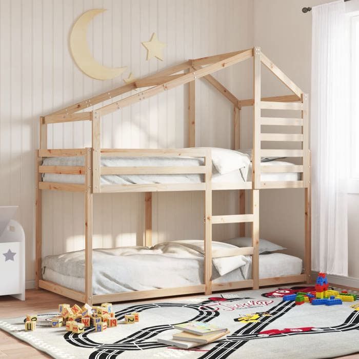 CHIC Lit adulte 1 place - 80x200 cm Lit superposé 80x200 cm Bois de pin massif #Sara91764