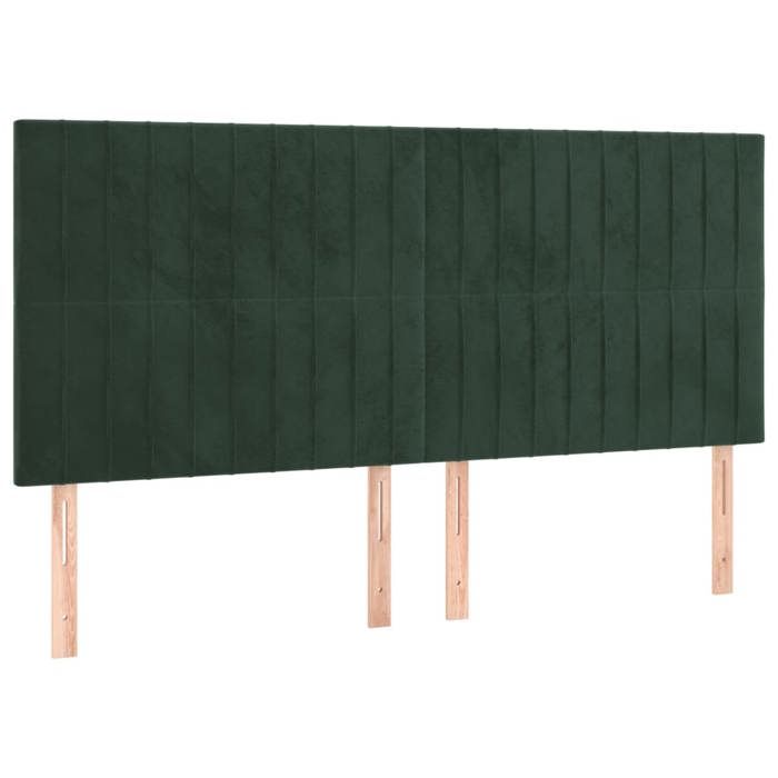 Tête de lit en velours - VIDAXL - Lot de 4 - Vert foncé - 100x5x78/88 cm - Velours doux - Hauteur réglable