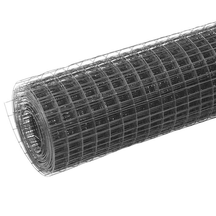 Grillage acier PVC - GKO - 25x05 m - Gris - Acier galvanisé - Mailles carrées - 12x12 mm - Diamètre du fil 049 mm