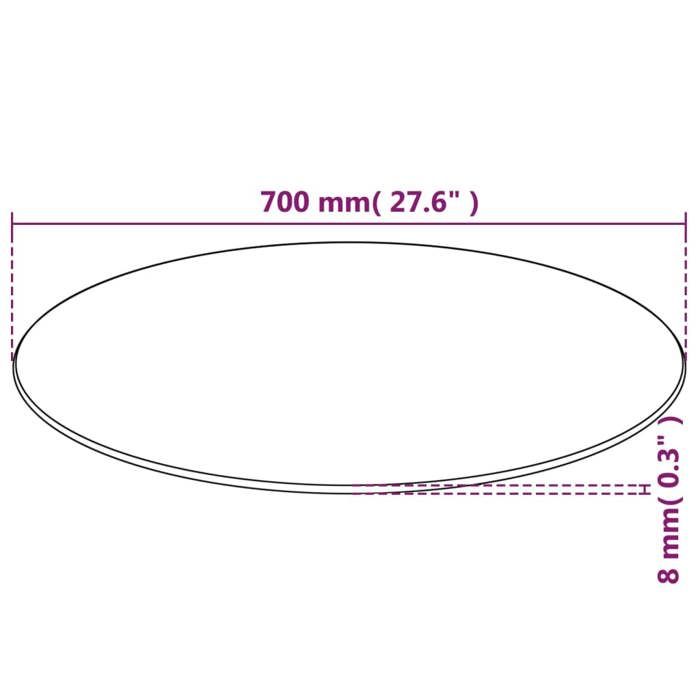 Dessus de table en verre trempé - WIENS - Rond - 700 mm - Épaisseur 8 mm - Transparent - Facile à nettoyer