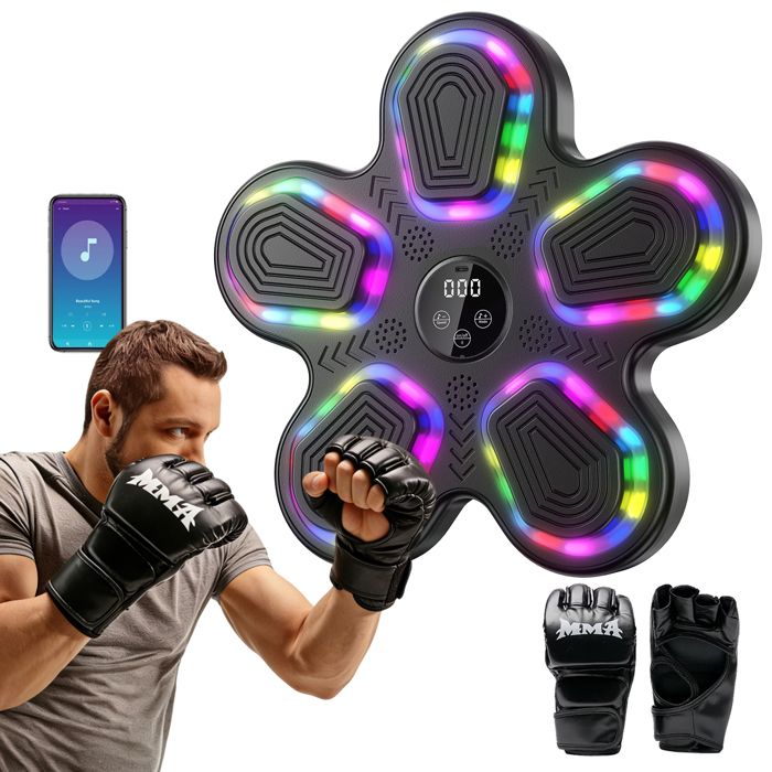 Machine De Boxe Musicale LED Bluetooth – 9 Modes, 9 Vitesses, 3 Tailles Réglables