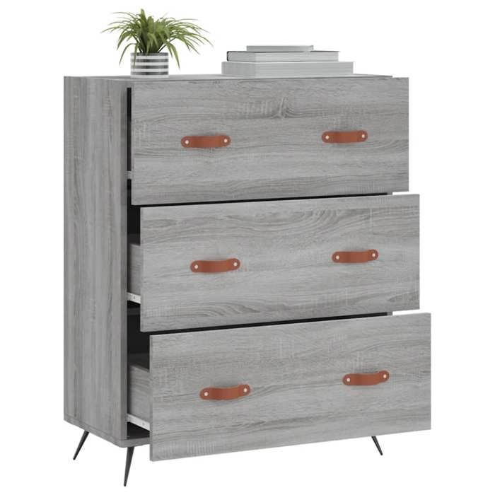 Moderne Commode salon BURKE Meuble de rangement sonoma gris 69 5x34x90 cm bois dingénierie AA3342