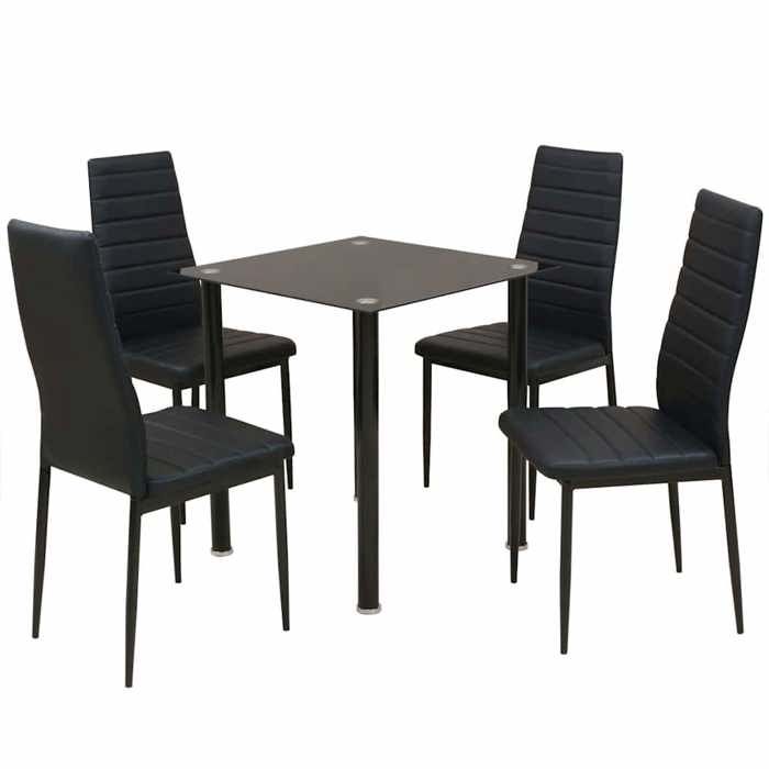 Noir Ensemble table et chaise de salle à manger 5 pièces noir E286