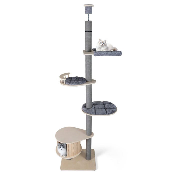 Arbre à chat réglable du sol au plafond 236 x 271 cm espace de jeu Arbre à chat réglable du sol au plafond 236 x 271 cm espace de jeu