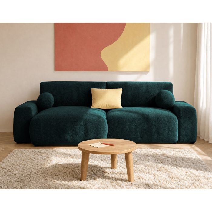 Constance - Canapé dangle réversible 4 places convertible avec coffre en velours relief - Vert