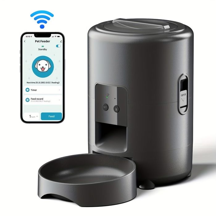 Distributeur automatique de nourriture pour animaux - Phoesky - 2L - Commande à distance WiFi - Noir