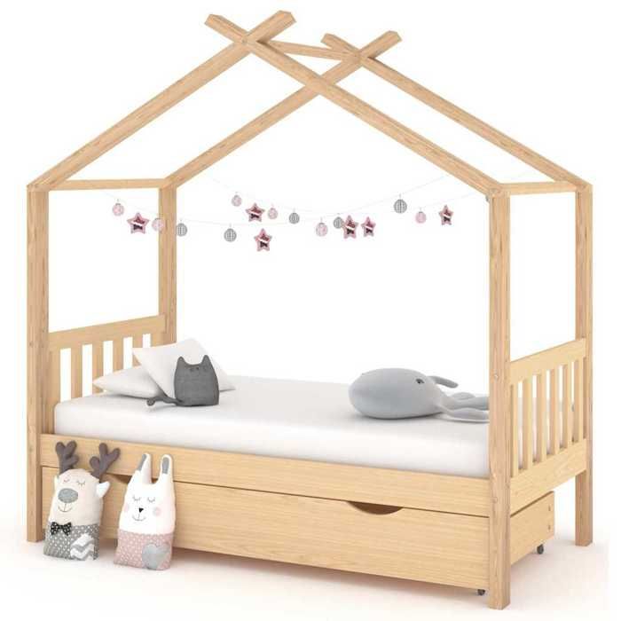 Brun Structure de lit enfant(1 pc)：80x160 cm - Design classique - Structure de lit enfant - avec tiroir - bois de pin ma7121