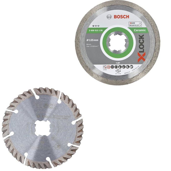 Kit 2 Disques à tronçonner diamant X Lock : 1 pour Céramic + 1 Disque universel Lot de 2 BOSCH 0615997632