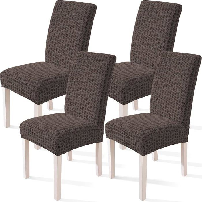 Housse de Chaise 4 Pièces Extensible Housse Chaise Salle à Manger Universel Housse pour Chaise Housses 4 Pièces Marron