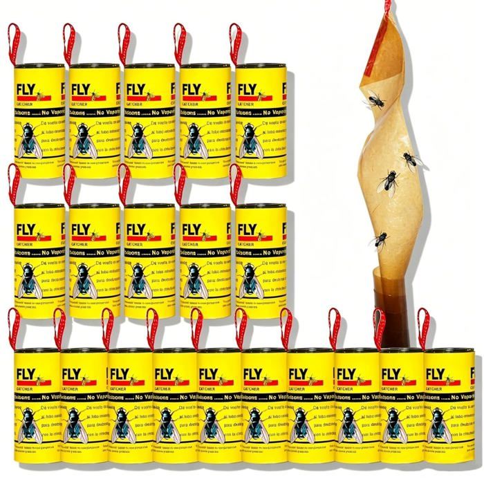 20 pièces anti-moucherons collants papier tue-mouches usage intérieur extérieur non toxique