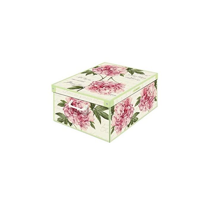 Kanguru 661 PE Boîte de Rangement en Carton recyclable Peonia/Pivoines pour Ranger vêtements armoire joutes BOITE DE RANGEMENT