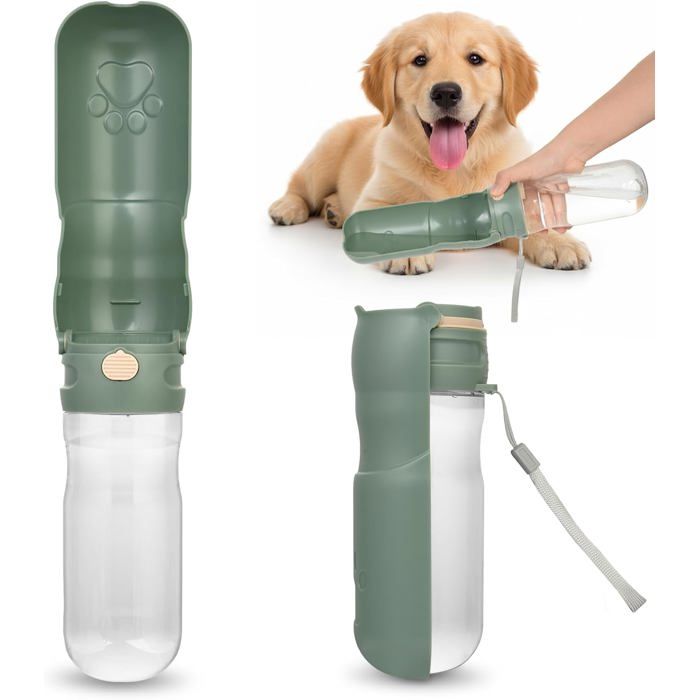 520ML Gourde pour Chien 180° Pliable Gourde Chien Promenade Portable Bouteille deau pour Animaux sans BPA pour Toutes Vos Sorties