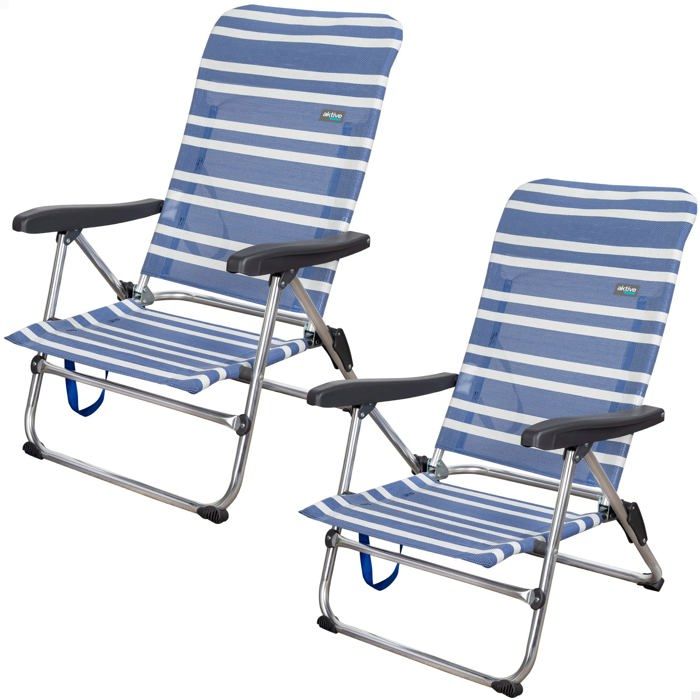 Camping - Lot de 2 Chaises de Plage Pliantes Mykonos Multipositions avec Protections Anti-Renversement Économique 46 50 X 50 X Camping - Lot de 2 Chaises de Plage Pliantes Mykonos Multipositions avec Protections Anti-Renversement Économique 46 50 X 50 X