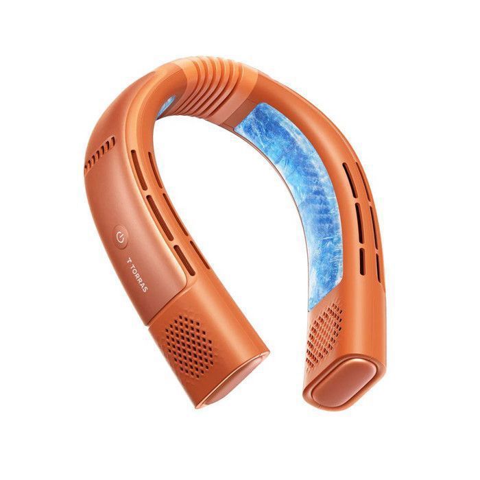 Ventilateur de cou TORRAS Coolify 2S PRO ICE-FEEL mini climatiseur portable silencieux ultra léger rechargeable été Orange