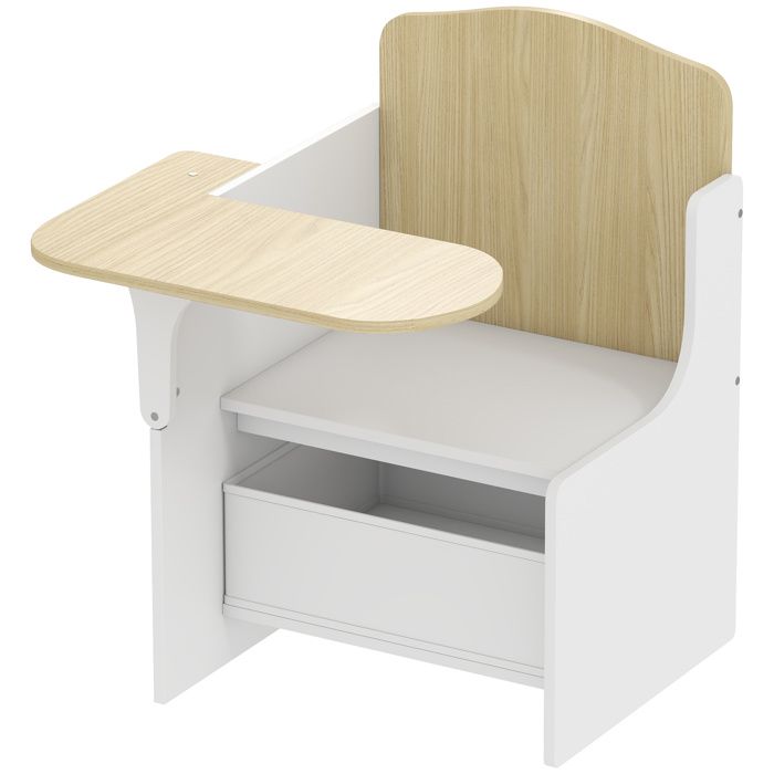 LIA Bureau et chaise pour enfants avec bac de rangement ensemble table dactivité 2-en-1 pour dessin lecture et jeux blanc