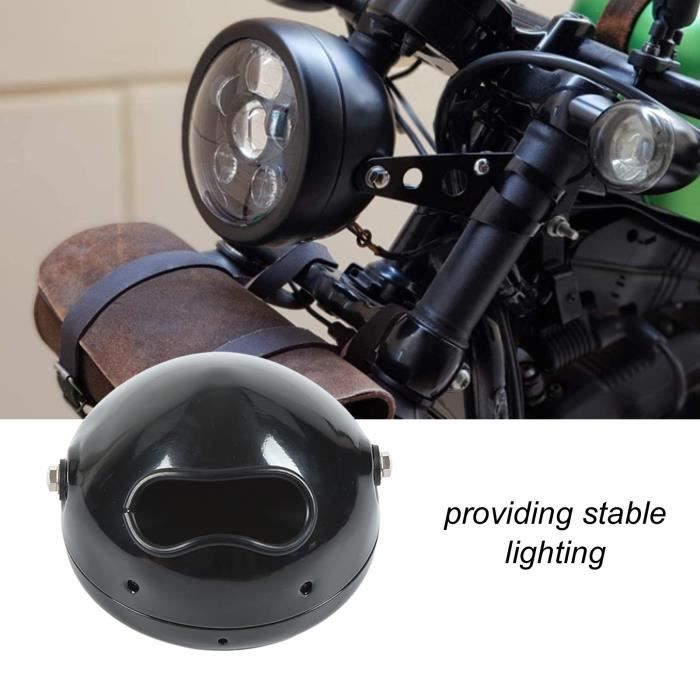 Base Phare Moto 7 Pouces - Coque Phare LED Modification - En Métal Noir - Dimensions 195x195x87 Mm - Pour Customisation Phare Moto