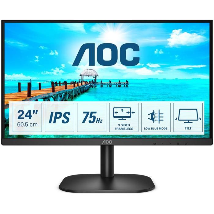 AOC 24B2XD 23.8p IPS FHD 1920x1080 16:9 250nits 75Hz 1000:1 4ms VGA DVI Cable included Neuf - vue 6