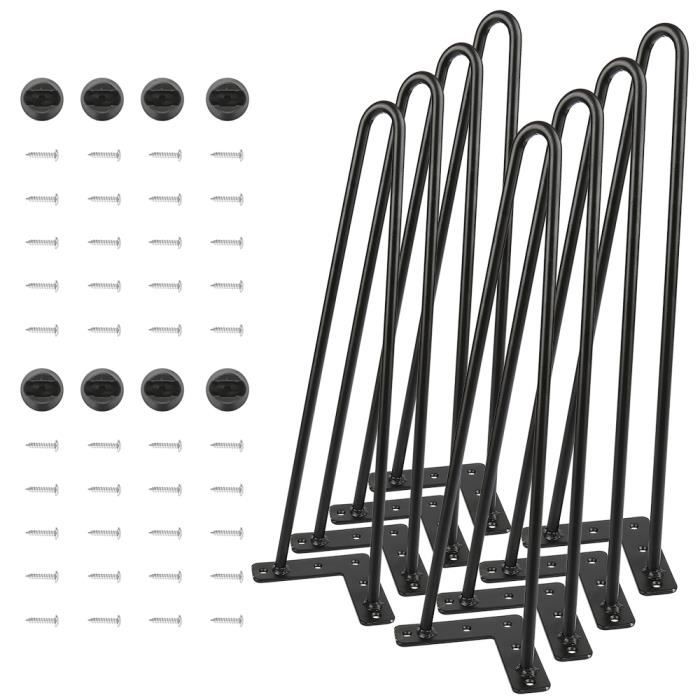 Support de pied de table - HOMBUY - Ensemble de 4 pièces - Hauteur 41cm - Noir - Diamètre de tige 10mm