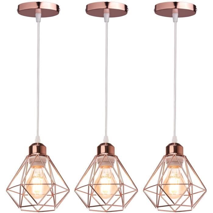 Plafonnier Industriel Vintage TOKIUS E27 - Forme Cage Ø16cm, Métal Doré - 40W - Ampoule Non Incluse