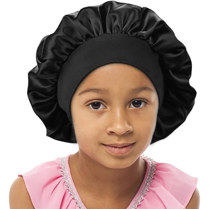 Satin Bonnet de Sommeil Elastique a Large Bande Pour Dormir Bonnet Chapeau  soin des Cheveux pour Enfants Enfants 436