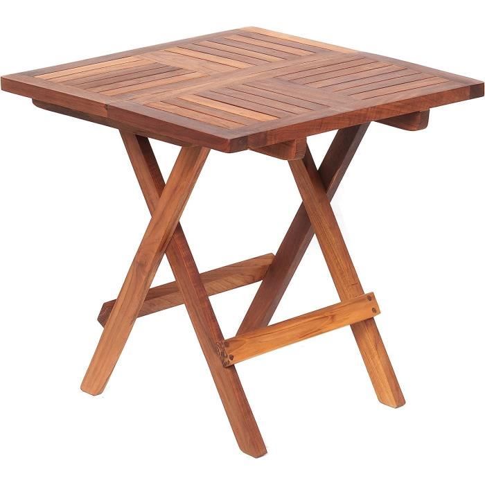 TEK.602 Table Pliante, en Teck, Marron, 50 x 50 x 50 cm [316] Cdiscount Jardin