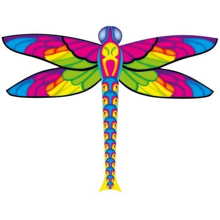 Cerf-volant monofil - Hq - libellule multicouleur 100cm*76cm