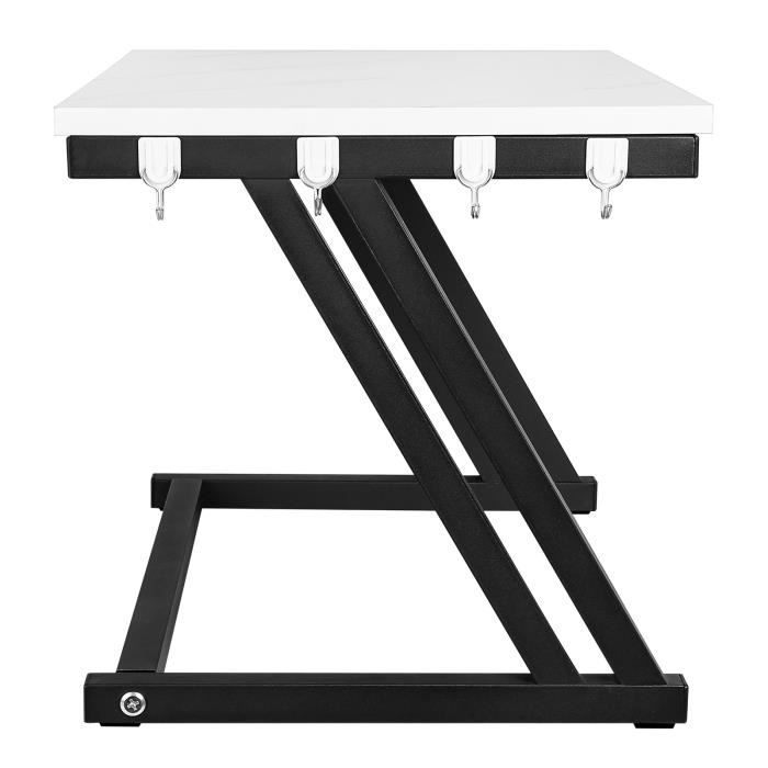 Étagère de rangement 2 niveaux Viyiduo (Cadre noir + plan en marbre) - Étagère pour four à micro-ondes