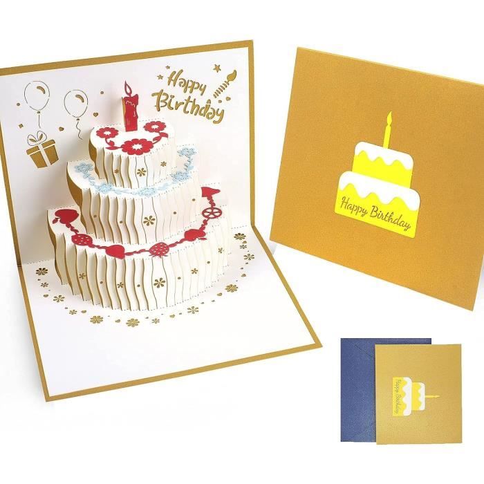 Carte de vœux d'anniversaire musicale Invitation d'anniversaire Carte  cadeau Fille Homme Garçon Femme 3d Pop Up avec enveloppe, Rouge
