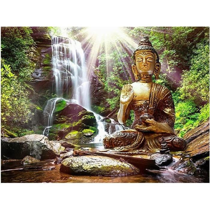 Kit DIY Diamond Painting 5D 40x50 Cm - Paysage De Printemps, Diamants Carrés - Toile, Outils Et Strass Inclus