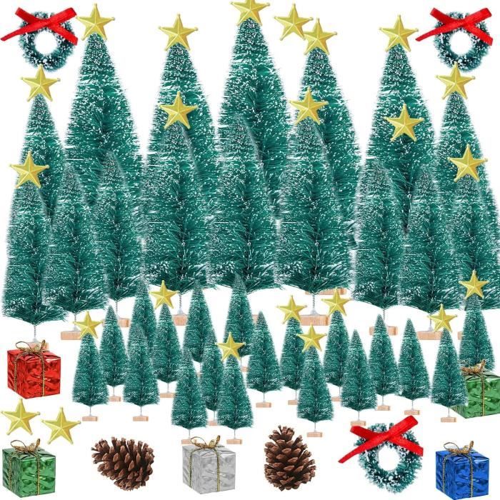 65 Pièces Sapin De Noel Miniature,Artificiels Sapin De Noel Miniature