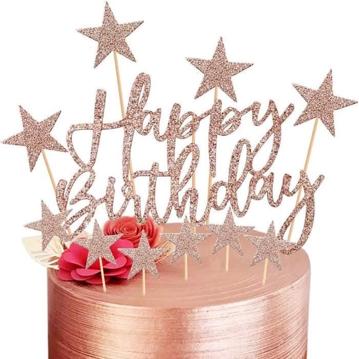 Happy Birthday Cake Topper,2 Sets Gâteau Décoration D'Anniversaire Pour  Enfants Filles Garçons Femmes Homme,Étoiles Joyeux A[u169] - Cdiscount  Maison