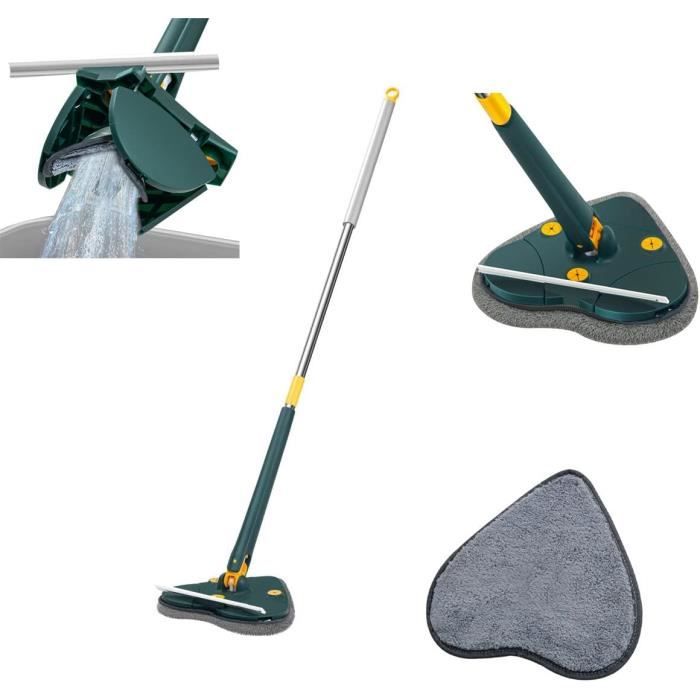 Balai de nettoyage triangulaire réglable à 360 degrés, outils de nettoyage,  serpillère rotative multifonction + 2 chiffons - Cdiscount Maison