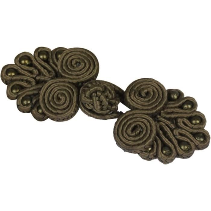 2 Fermoirs Boutons Chinois à Noeud Grenouille - Broderie Or, Polyester, Pour Vêtements Et Loisirs Créatifs - Neuf