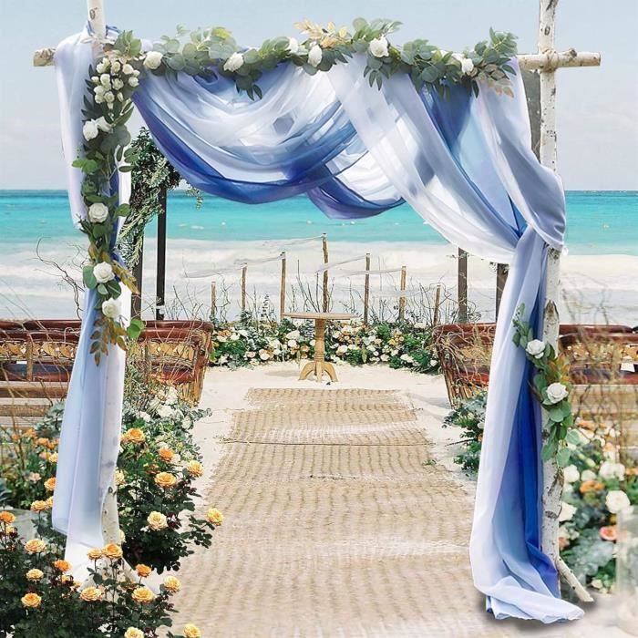 Ghope Rideau Arche de Mariage 150 x 600cm Rideaux Voile Arche Tenture Transparent Tulle