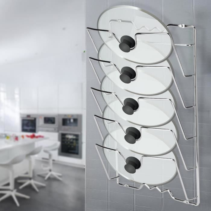 Accroche Casseroles Mural Vertical Range Couvercle Porte