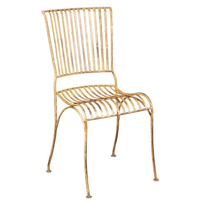 chaise de salle à manger de jardin d'extérieur en fer forgé avec finition crème antique - f1510-1