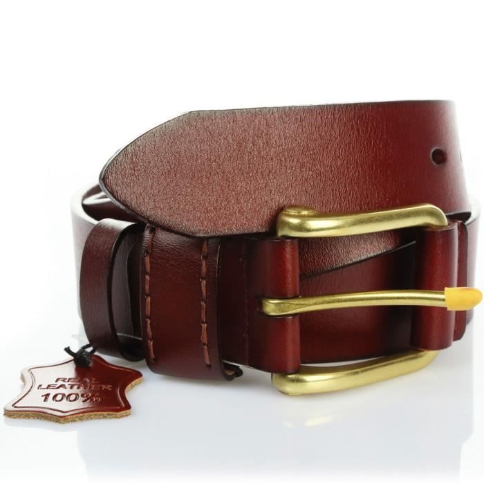Ceinture homme noir cuir véritable anthracite 100 cm simple Largeur :3.3 cm 100 cm