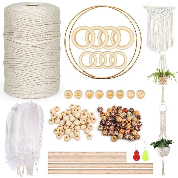 LEREATI Corde Macramé 10mm X 10m - Fil Coton Naturel Épais Pour Décoration Boho, Plantes Suspendues Et Bricolage (Rose)