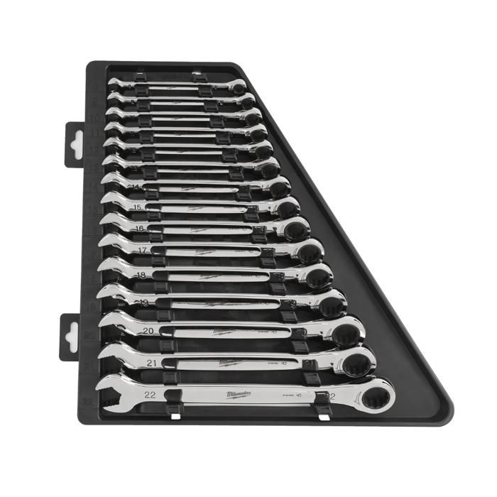 Set de clés à cliquet MILWAUKEE MAX BITE™ 15 pièces 8–22 mm Cliquet 144 dents Acier allié chromé