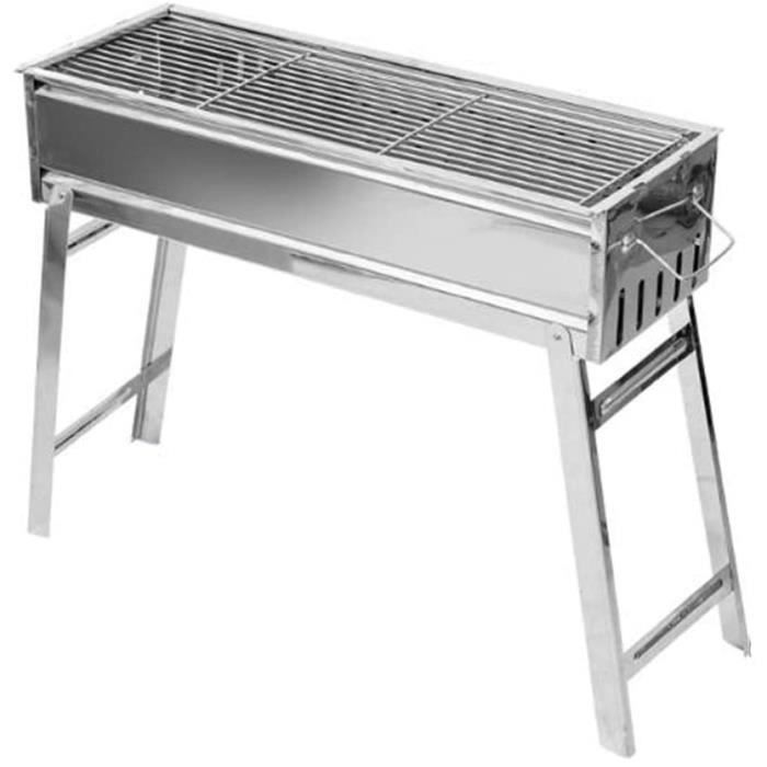 Petit Barbecue Pliable En Inox – Charbon De Bois – Pour Camping Et Balade