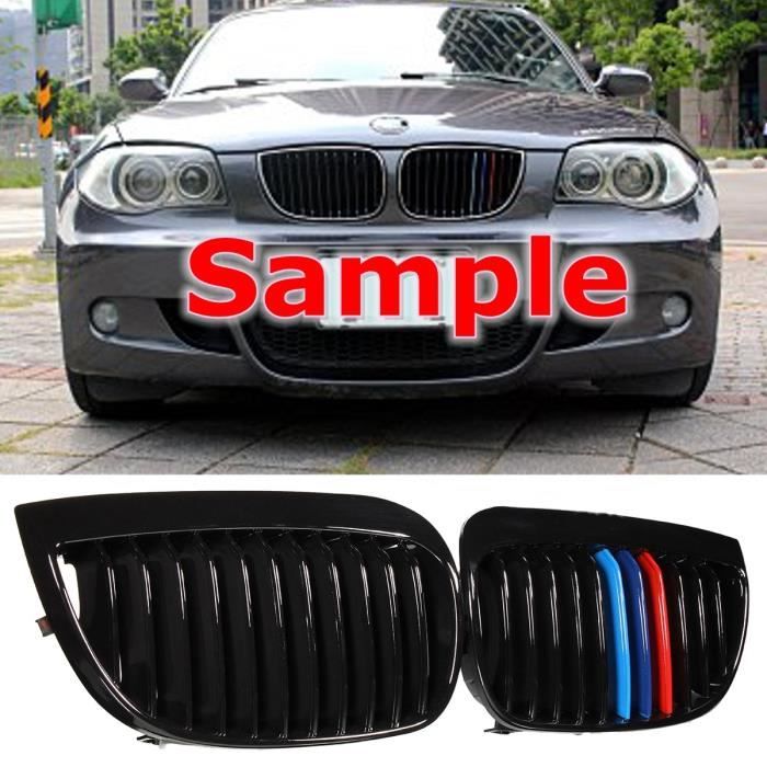 Noir mat Grilles avant de voiture de remplacement pour BMW E87-2011 2 pi/èces noir mat double ligne pour capot avant de voiture