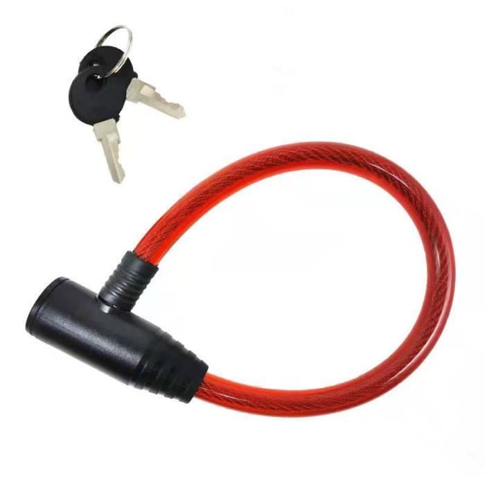 Cadenas vélo à clé,Protection antivol, Câble antivol en acier, Longueur 40 cm, Ø 11 mm