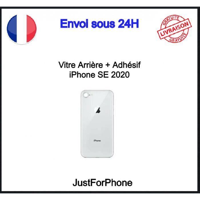 Vitre Arrière Cache Batterie Iphone SE 2 2020 Blanc Logo Adhésif CE