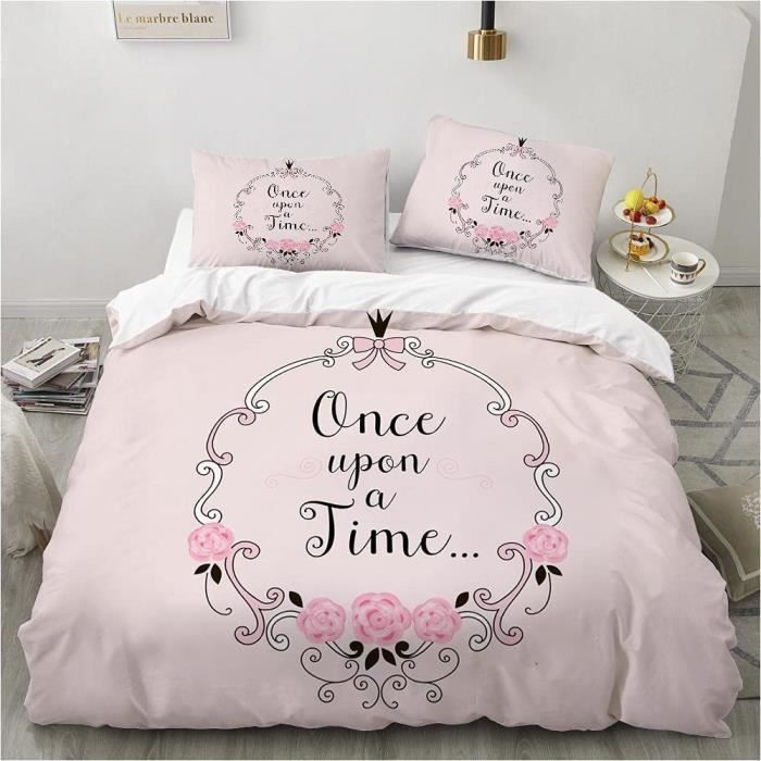 Parure de Lit pour Ado Fille Rose Couronne Housse de
