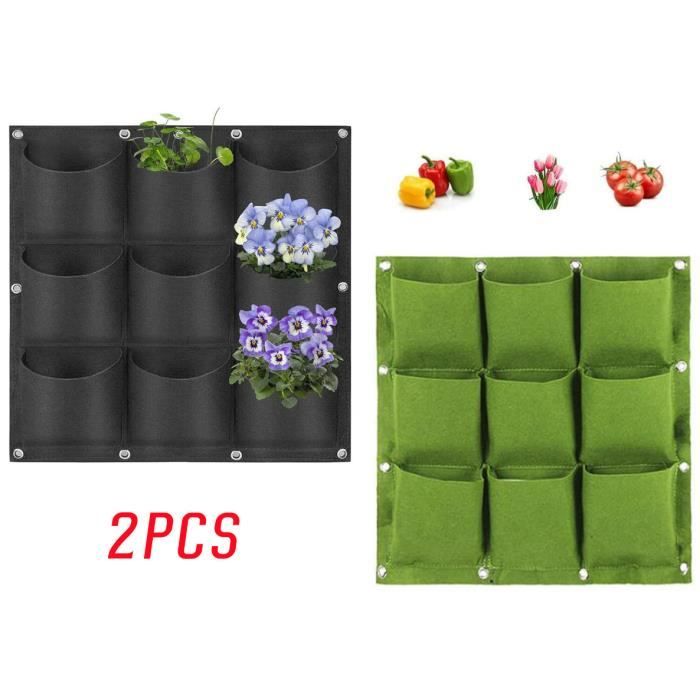Lot 2 Sacs Plantation Fraises 8 Trous - Sac Culture Respirant Réutilisable Légumes Fleurs Balcon