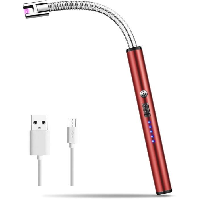 Allume-bougie électrique USB VVAY - Rechargeable, Coupe-vent, Arc Plasma | Noir, 5 LED Indicateur Batterie - 9