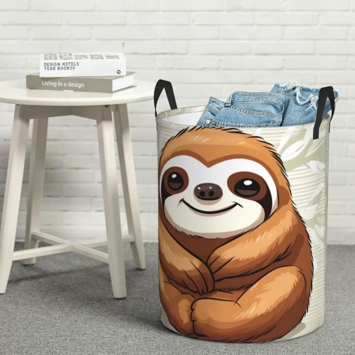 Grand Panier à Linge LEELI Toile Dinosaures Bleus – Pliable Avec Poignées – 19,7x15,7 Pouces