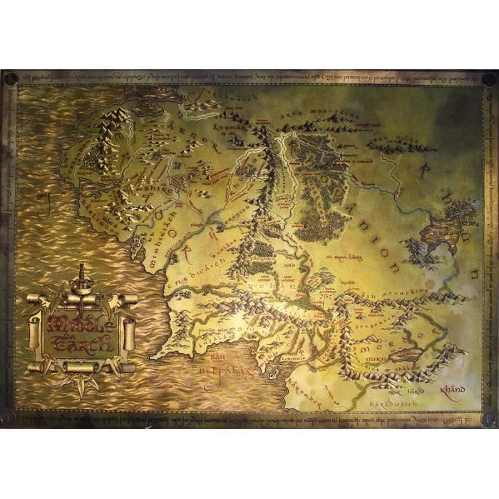 Carte De La Terre Du Milieu Le Hobbit Et Le Seigneur Des Anneaux Lord Of The Rings Middle Earth Achat Vente Affiche Poster Cdiscount