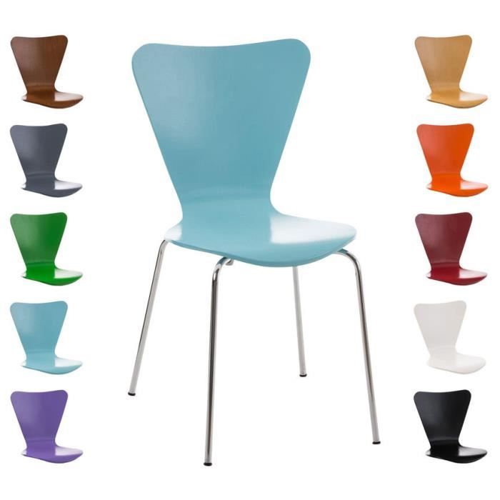 Chaise empilable - CLP - CALISTO - assise ergonomique en bois - structure métal chromé - couleurs au choix