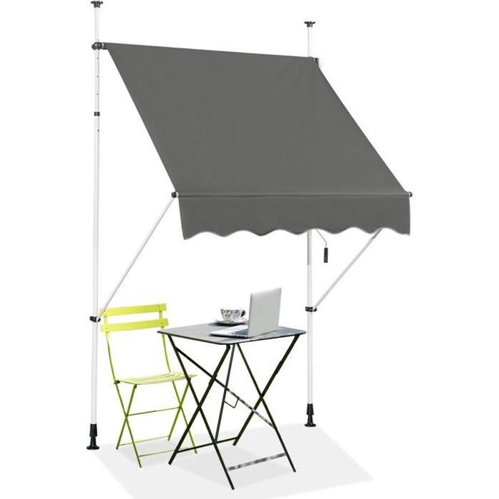 DREAMADE Auvent Rétractable Manuel 1,5 M Beige - Store Banne Balcon/Terrasse Avec Manivelle Et Hauteur Réglable